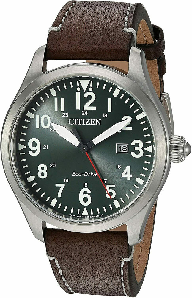 Citizen Chandler Eco Drive Green Dial Leather Band Men's Watch - BM6838-09X NEW